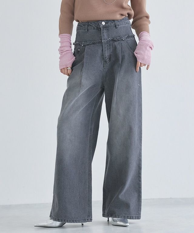 【ピエロ/Pierrot】のECLAM フリンジデザインデニムパンツ インテリア・キッズ・メンズ・レディースファッション・服の通販 founy(ファニー) https://founy.com/ ファッション Fashion レディースファッション Fashion for Women パンツ Pants & Trousers デニムパンツ・ジーンズ・美脚デニム Denim Jeans & Pants スタイリッシュ Stylish, Fashionable デニム Denim, Jeans Material トレンド Trend, Trending Now プチプライス・低価格 Affordable / Budget Price ベーシック Basic, Essential ワイド Wide, Wide Fit 切替 Switching, Contrast Panel |ID: prp329100004591495 ipo3291000000033641816