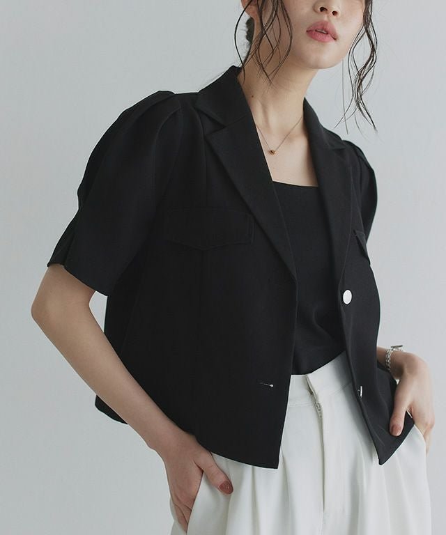 【ピエロ/Pierrot】のECLAM パフスリーブテーラードジャケット インテリア・キッズ・メンズ・レディースファッション・服の通販 founy(ファニー) 　ファッション　Fashion　レディースファッション　Fashion for Women　アウター　Coat / Outerwear Collection　レディースジャケット・軽アウター　Jackets　テーラードジャケット / 通勤・きれいめスタイル　Tailored Jackets & Blazers　おすすめ　Recommended / Our Picks　シルバー　Silver, Metallic Silver　スタイリッシュ　Stylish, Fashionable　セットアップ　Set-Up, Coordinated Outfit　タンク　Tank Top, Sleeveless Top　デニム　Denim, Jeans Material　プチプライス・低価格　Affordable / Budget Price　166cm / ブラック / M|ID: prp329100004591496 ipo3291000000035966573