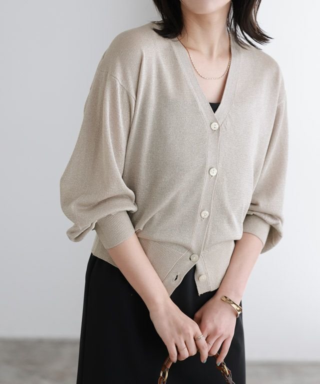 【ピエロ/Pierrot】のラメシアーカーディガン インテリア・キッズ・メンズ・レディースファッション・服の通販 founy(ファニー) 　ファッション　Fashion　レディースファッション　Ladies' Fashion Online　トップス・カットソー　Tops/Tshirt　カーディガン　Cardigans　2025年　2025　2025春夏・S/S　Ss,Spring/Summer,2025　カーディガン　Cardigan　トレンド　Trend　プチプライス・低価格　Affordable　夏　Summer　167cm / グレージュ / M|ID: prp329100004594435 ipo3291000000032637941