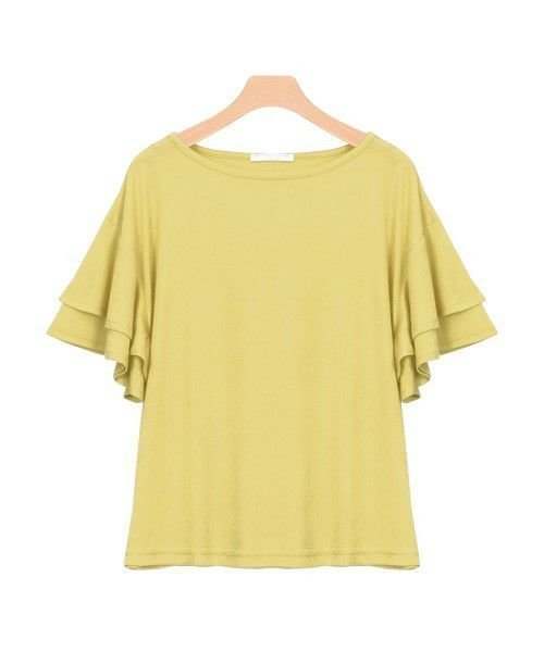 【ピエロ/Pierrot】の2typeデザインとろみ素材Tシャツ [Pierrot] インテリア・キッズ・メンズ・レディースファッション・服の通販 founy(ファニー) 　ファッション　Fashion　レディースファッション　Ladies' Fashion Online　トップス・カットソー　Tops/Tshirt　シャツ/ブラウス　Shirts/Blouses　ロング / Tシャツ　T-Shirts　ショルダー　Shoulder　スリーブ　Sleeve　とろみ　Thickness　デコルテ　Decolletage　ドロップ　Drop　フェミニン　Feminine　フレア　Flare　プチプライス・低価格　Affordable　おすすめ　Recommend　エレガント 上品　Elegant　イエロー|ID: prp329100004594437 ipo3291000000032637967