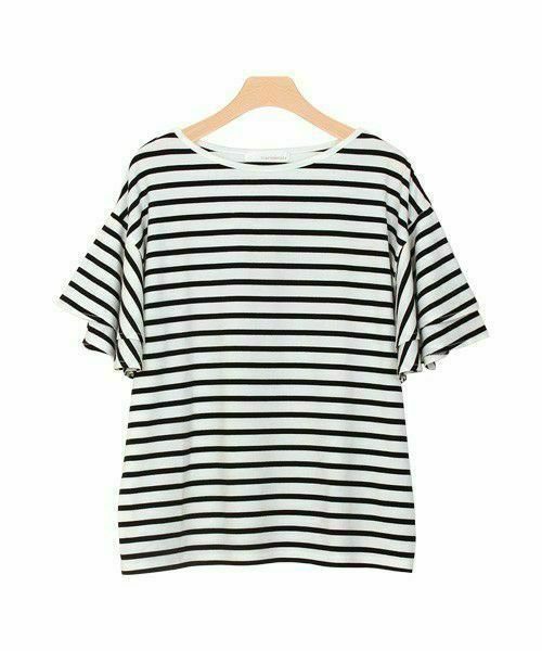 【ピエロ/Pierrot】の2typeデザインとろみ素材Tシャツ [Pierrot] インテリア・キッズ・メンズ・レディースファッション・服の通販 founy(ファニー) 　ファッション　Fashion　レディースファッション　Ladies' Fashion Online　トップス・カットソー　Tops/Tshirt　シャツ/ブラウス　Shirts/Blouses　ロング / Tシャツ　T-Shirts　ショルダー　Shoulder　スリーブ　Sleeve　とろみ　Thickness　デコルテ　Decolletage　ドロップ　Drop　フェミニン　Feminine　フレア　Flare　プチプライス・低価格　Affordable　おすすめ　Recommend　エレガント 上品　Elegant　オフホワイト×ブラック|ID: prp329100004594437 ipo3291000000032637970