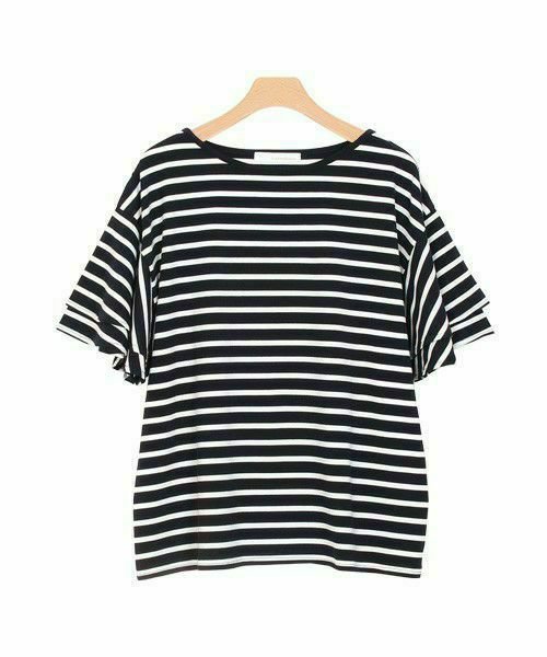 【ピエロ/Pierrot】の2typeデザインとろみ素材Tシャツ [Pierrot] インテリア・キッズ・メンズ・レディースファッション・服の通販 founy(ファニー) 　ファッション　Fashion　レディースファッション　Ladies' Fashion Online　トップス・カットソー　Tops/Tshirt　シャツ/ブラウス　Shirts/Blouses　ロング / Tシャツ　T-Shirts　ショルダー　Shoulder　スリーブ　Sleeve　とろみ　Thickness　デコルテ　Decolletage　ドロップ　Drop　フェミニン　Feminine　フレア　Flare　プチプライス・低価格　Affordable　おすすめ　Recommend　エレガント 上品　Elegant　ダークネイビー×オフホワイト|ID: prp329100004594437 ipo3291000000032637972