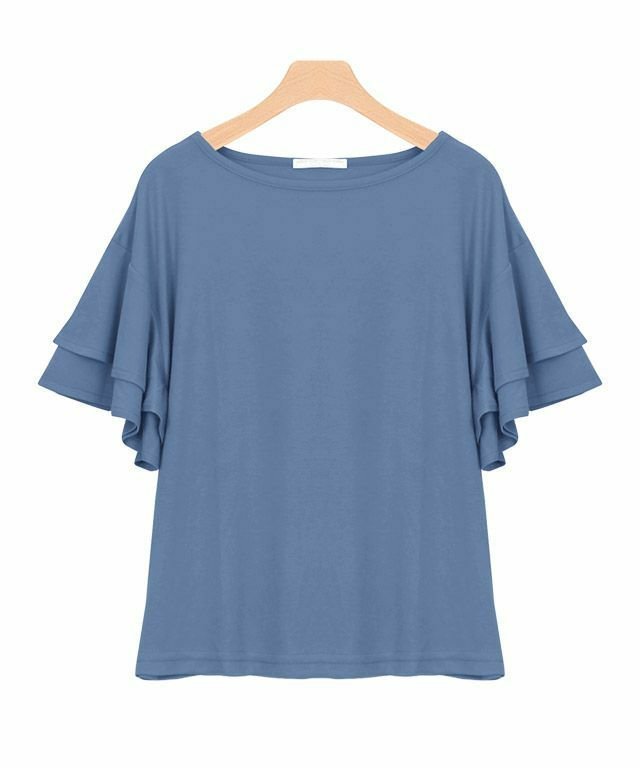 【ピエロ/Pierrot】の2typeデザインとろみ素材Tシャツ [Pierrot] インテリア・キッズ・メンズ・レディースファッション・服の通販 founy(ファニー) 　ファッション　Fashion　レディースファッション　Ladies' Fashion Online　トップス・カットソー　Tops/Tshirt　シャツ/ブラウス　Shirts/Blouses　ロング / Tシャツ　T-Shirts　ショルダー　Shoulder　スリーブ　Sleeve　とろみ　Thickness　デコルテ　Decolletage　ドロップ　Drop　フェミニン　Feminine　フレア　Flare　プチプライス・低価格　Affordable　おすすめ　Recommend　エレガント 上品　Elegant　スモークブルー|ID: prp329100004594437 ipo3291000000032637974