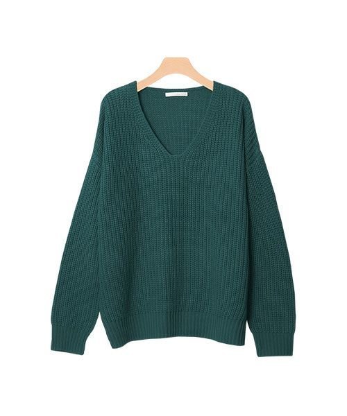 【ピエロ/Pierrot】の選べる2丈2ネックデザイン畦ニット インテリア・キッズ・メンズ・レディースファッション・服の通販 founy(ファニー) 　ファッション　Fashion　レディースファッション　Ladies' Fashion Online　トップス・カットソー　Tops/Tshirt　ニット　Knit Tops　プチプライス・低価格　Affordable　ボトム　Bottom　ミドル　Middle　ルーズ　Loose　ロング　Long　畦　Ridge　ディープグリーン|ID: prp329100004596398 ipo3291000000032664257