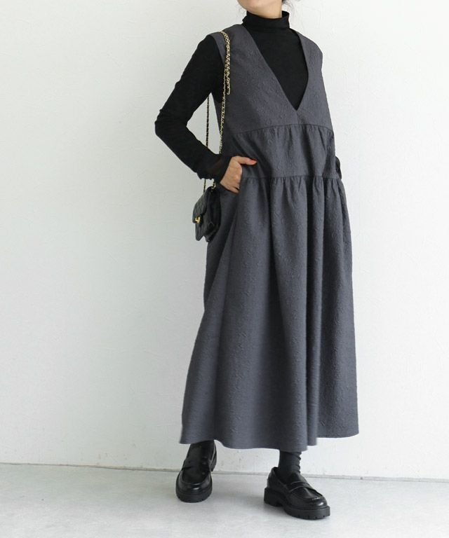 【ピエロ/Pierrot】のふくれジャカードティアードジャンパースカート インテリア・キッズ・メンズ・レディースファッション・服の通販 founy(ファニー) 　ファッション　Fashion　レディースファッション　Fashion for Women　スカート　Skirts　送料無料　Free Shipping　ジャカード／ジャガード　Jacquard, Woven Pattern　プチプライス・低価格　Affordable / Budget Price　157cm / チャコール / M|ID: prp329100004598595 ipo3291000000033670381