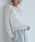 【ピエロ/Pierrot】のECLAM 袖シャーリングシアーカットソー 163cm / アイボリー / M|ID:prp329100004602048