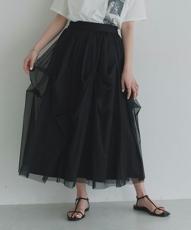 【ピエロ/Pierrot】のECLAM タックデザインチュールスカート 人気、トレンドファッション・服の通販 founy(ファニー) 　ファッション　Fashion　レディースファッション　Fashion for Women　スカート　Skirts　送料無料　Free Shipping　2025年　2025　2025春夏・S/S　Spring/Summer 2025 SS25　エアリー　Airy Texture　コンパクト　Compact, Small Size　チュール　Tulip, Tulip Motif　プチプライス・低価格　Affordable / Budget Price　 other-1|ID: prp329100004602052 ipo3291000000032720732