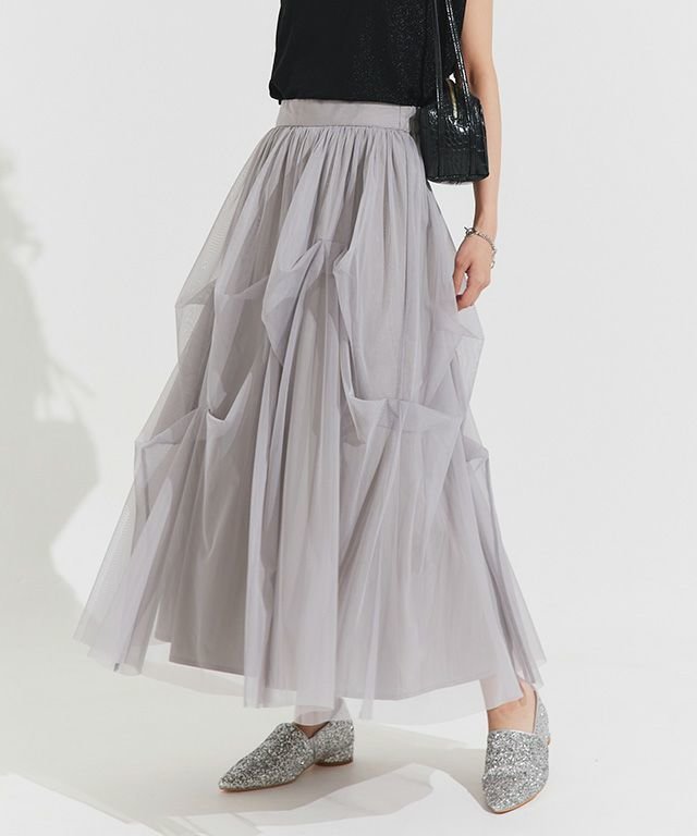 【ピエロ/Pierrot】のECLAM タックデザインチュールスカート インテリア・キッズ・メンズ・レディースファッション・服の通販 founy(ファニー) 　ファッション　Fashion　レディースファッション　Fashion for Women　スカート　Skirts　送料無料　Free Shipping　2025年　2025　2025春夏・S/S　Spring/Summer 2025 SS25　エアリー　Airy Texture　コンパクト　Compact, Small Size　チュール　Tulip, Tulip Motif　プチプライス・低価格　Affordable / Budget Price　タックデザインチュールスカート|ID: prp329100004602052 ipo3291000000032720735