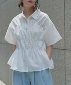 【ピエロ/Pierrot】のECLAM ウエストシャーリングデザインブラウス 166cm / オフホワイト / M|ID:prp329100004602053