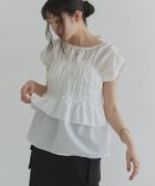 【ピエロ/Pierrot】のECLAM シャーリングデザインブラウス 166cm / オフホワイト / F|ID:prp329100004602063