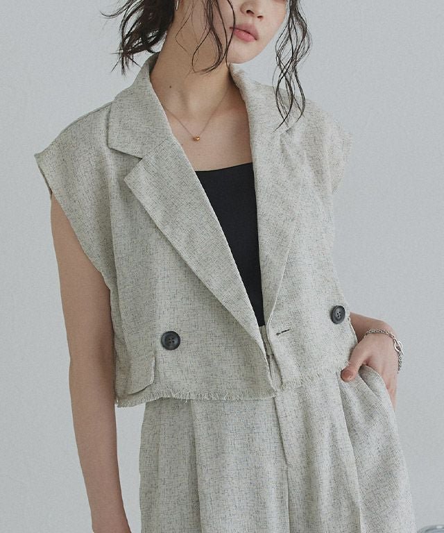 【ピエロ/Pierrot】のECLAM サマーツイードショートジャケット インテリア・キッズ・メンズ・レディースファッション・服の通販 founy(ファニー) 　ファッション　Fashion　レディースファッション　Fashion for Women　アウター　Coat / Outerwear Collection　レディースジャケット・軽アウター　Jackets　送料無料　Free Shipping　おすすめ　Recommended / Our Picks　キャミソール　Camisole, Spaghetti Strap Top　コンパクト　Compact, Small Size　サマー　Summer, Summer Style　ショート　Short, Short Length　ジャケット　Jacket, Outerwear　セットアップ　Set-Up, Coordinated Outfit　タンク　Tank Top, Sleeveless Top　ツイード　Twill, Twill Weave　テーラード　Tailored, Tailored Fit　バランス　Balance, Style Balance　フォルム　Silhouette, Form　プチプライス・低価格　Affordable / Budget Price　166cm / アイボリー / F|ID: prp329100004602064 ipo3291000000036257099