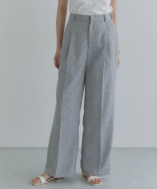 【ピエロ/Pierrot】のECLAM サマーツイードタックパンツ インテリア・キッズ・メンズ・レディースファッション・服の通販 founy(ファニー) 　ファッション　Fashion　レディースファッション　Fashion for Women　パンツ　Pants & Trousers　送料無料　Free Shipping　2025年　2025　2025春夏・S/S　Spring/Summer 2025 SS25　おすすめ　Recommended / Our Picks　クラシカル　Classical, Vintage-Inspired　サマー　Summer, Summer Style　シンプル　Simple, Minimal　セットアップ　Set-Up, Coordinated Outfit　ツイード　Twill, Twill Weave　フロント　Front, Front Design　プチプライス・低価格　Affordable / Budget Price　166cm / グレー / F|ID: prp329100004602066 ipo3291000000032720826