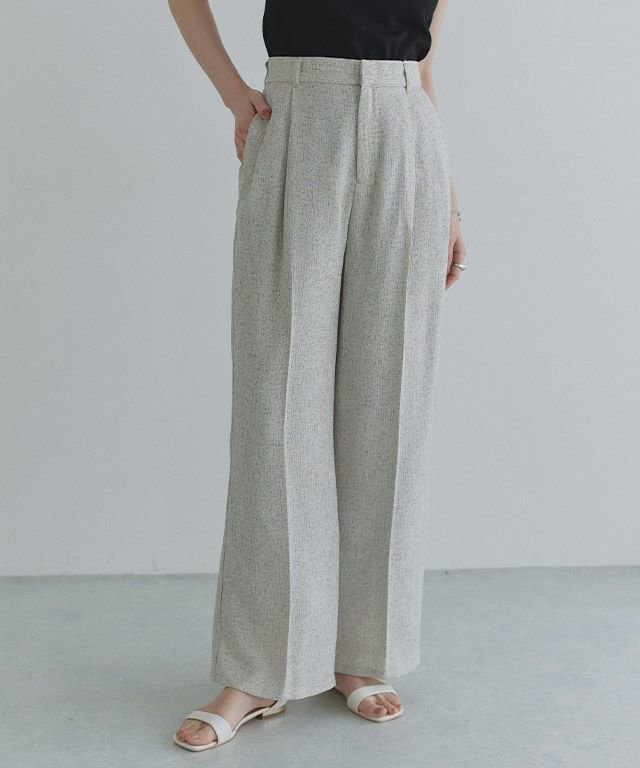 【ピエロ/Pierrot】のECLAM サマーツイードタックパンツ インテリア・キッズ・メンズ・レディースファッション・服の通販 founy(ファニー) 　ファッション　Fashion　レディースファッション　Fashion for Women　パンツ　Pants & Trousers　送料無料　Free Shipping　2025年　2025　2025春夏・S/S　Spring/Summer 2025 SS25　おすすめ　Recommended / Our Picks　クラシカル　Classical, Vintage-Inspired　サマー　Summer, Summer Style　シンプル　Simple, Minimal　セットアップ　Set-Up, Coordinated Outfit　ツイード　Twill, Twill Weave　フロント　Front, Front Design　プチプライス・低価格　Affordable / Budget Price　166cm / アイボリー / F|ID: prp329100004602066 ipo3291000000032720827