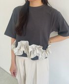 【ピエロ/Pierrot】のECLAM フリルドッキングトップス 158cm / グレー×アイボリー / M|ID:prp329100004602069