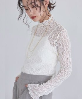 【ピエロ/Pierrot】 ECLAM ストレッチレースロンT人気、トレンドファッション・服の通販 founy(ファニー) ファッション Fashion レディースファッション Fashion for Women トップス・カットソー Cut & Sew Tops ロングTシャツ・Tシャツ Longline T-Shirts & Tees カットソー Cut and Sewn Top シンプル Simple, Minimal ストレッチ Stretch, Stretchy Fabric スリーブ Sleeve, Long Sleeve / Short Sleeve ビスチェ Bustier, Corset Top フィット Fit, Slim Fit プチプライス・低価格 Affordable / Budget Price ボトルネック Bottle Neck, Mock Neck レース Lace, Lace Fabric ロング Long, Long-Length |ID:prp329100004602071