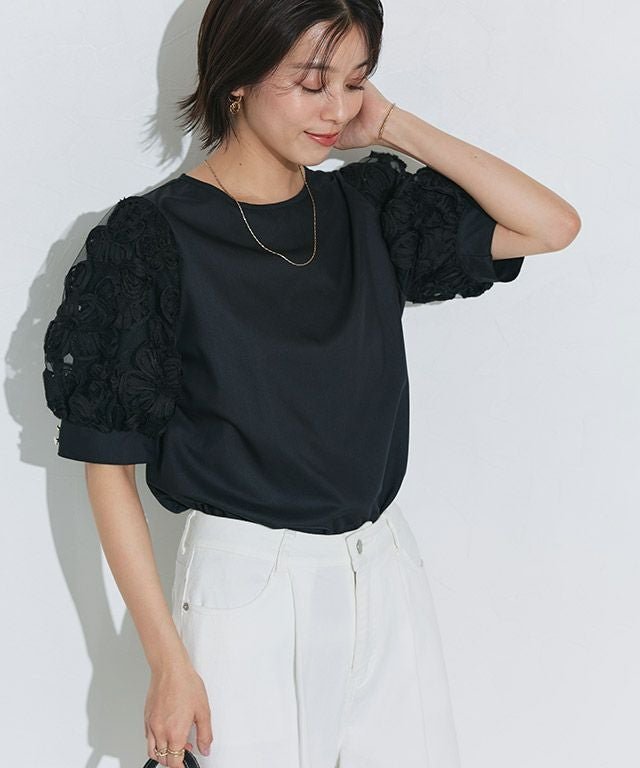 【ピエロ/Pierrot】のフラワーコードレースブラウス インテリア・キッズ・メンズ・レディースファッション・服の通販 founy(ファニー) ファッション Fashion レディースファッション Fashion for Women トップス・カットソー Cut & Sew Tops シャツ・ブラウス・オフィスカジュアル Elegant Blouses & Button-Ups おすすめ Recommended / Our Picks スリーブ Sleeve, Long Sleeve / Short Sleeve デニム Denim, Jeans Material トレンド Trend, Trending Now プチプライス・低価格 Affordable / Budget Price レース Lace, Lace Fabric エレガント 上品 Elegant 167cm / ブラック / M|ID: prp329100004605052 ipo3291000000036127518