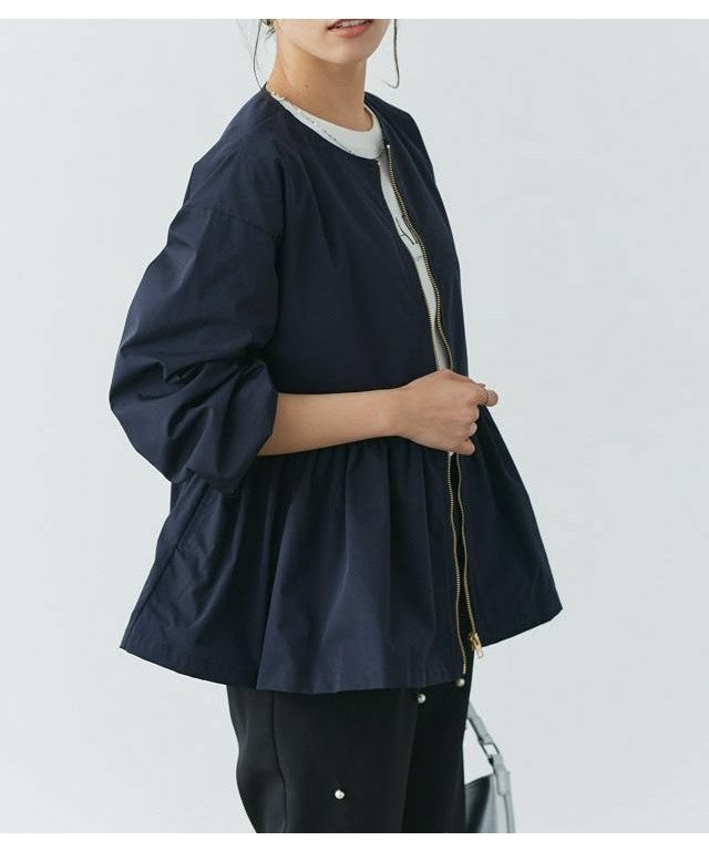 【ピエロ/Pierrot】のヘムフレアノーカラーブルゾン インテリア・キッズ・メンズ・レディースファッション・服の通販 founy(ファニー) 　ファッション　Fashion　レディースファッション　Fashion for Women　アウター　Coat / Outerwear Collection　レディースジャケット・軽アウター　Jackets　ブルゾンジャケット・スポーティアウター　Blouson Jackets　2025年　2025　2025春夏・S/S　Spring/Summer 2025 SS25　インナー　Innerwear　シンプル　Simple, Minimal　フェミニン　Feminine, Girly　フレア　Flare, Flared　ブルゾン　Blouson, Bomber Jacket　プチプライス・低価格　Affordable / Budget Price　人気　Popular, Best Seller　167cm / ネイビー / M|ID: prp329100004609314 ipo3291000000032969760