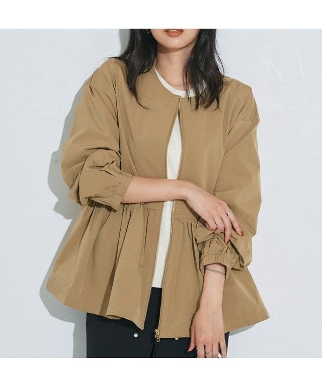 【ピエロ/Pierrot】のヘムフレアノーカラーブルゾン インテリア・キッズ・メンズ・レディースファッション・服の通販 founy(ファニー) 　ファッション　Fashion　レディースファッション　Fashion for Women　アウター　Coat / Outerwear Collection　レディースジャケット・軽アウター　Jackets　ブルゾンジャケット・スポーティアウター　Blouson Jackets　インナー　Innerwear　シンプル　Simple, Minimal　フェミニン　Feminine, Girly　フレア　Flare, Flared　ブルゾン　Blouson, Bomber Jacket　プチプライス・低価格　Affordable / Budget Price　人気　Popular, Best Seller　162cm / ベージュ / M|ID: prp329100004609314 ipo3291000000033515118
