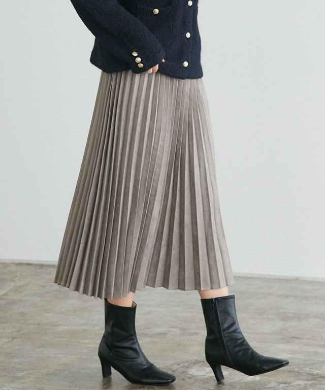 【ピエロ/Pierrot】のスエードタッチプリーツスカート インテリア・キッズ・メンズ・レディースファッション・服の通販 founy(ファニー) 　ファッション　Fashion　レディースファッション　Fashion for Women　スカート　Skirts　プリーツスカート / 上品フェミニンスタイル　Pleated Skirts　トレンド　Trend, Trending Now　プチプライス・低価格　Affordable / Budget Price　プリーツ　Pleats, Pleated　エレガント 上品　Elegant　モカグレージュ|ID: prp329100004610065 ipo3291000000032979508