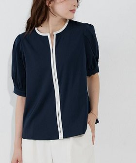 【ピエロ/Pierrot】の2way配色ボリューム袖ブラウス 人気、トレンドファッション・服の通販 founy(ファニー) ファッション Fashion レディースファッション Fashion for Women トップス・カットソー Cut & Sew Tops シャツ・ブラウス・オフィスカジュアル Elegant Blouses & Button-Ups とろみ Fluid, Flowy Fabric フロント Front, Front Design プチプライス・低価格 Affordable / Budget Price エレガント 上品 Elegant |ID:prp329100004616232