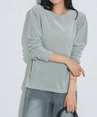 【ピエロ/Pierrot】のネックと柄が選べるロングスリーブシアーカットソー 162cm / ベロア / スモークブルー / クルーネック / M|ID: prp329100004626684 ipo3291000000033248735