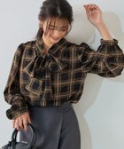 【ピエロ/Pierrot】の柄が選べる2wayリボンギャザーブラウス 158cm / チェック / ブラック / M|ID: prp329100004626687 ipo3291000000033248766
