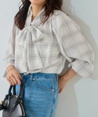 【ピエロ/Pierrot】の柄が選べる2wayリボンギャザーブラウス 158cm / チェック / アイボリー / M|ID: prp329100004626687 ipo3291000000033940083