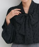 【ピエロ/Pierrot】の柄が選べる2wayリボンギャザーブラウス 162cm / フロッキードット / ブラック / M|ID: prp329100004626687 ipo3291000000036307586