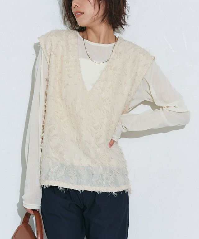 【ピエロ/Pierrot】のジャカードVネックベスト インテリア・キッズ・メンズ・レディースファッション・服の通販 founy(ファニー) ファッション Fashion レディースファッション Fashion for Women アウター Coat / Outerwear Collection トップス・カットソー Cut & Sew Tops ベスト&ジレ / 重ね着スタイル Vests & Gilets Vネックトップス V-Neck Tops / V-Cut Neckline Shirts インナー Innerwear シンプル Simple, Minimal ジャカード/ジャガード Jacquard, Woven Pattern トレンド Trend, Trending Now プチプライス・低価格 Affordable / Budget Price ベスト Vest, Waistcoat ロング Long, Long-Length 167cm / アイボリー / M|ID: prp329100004630290 ipo3291000000034400103