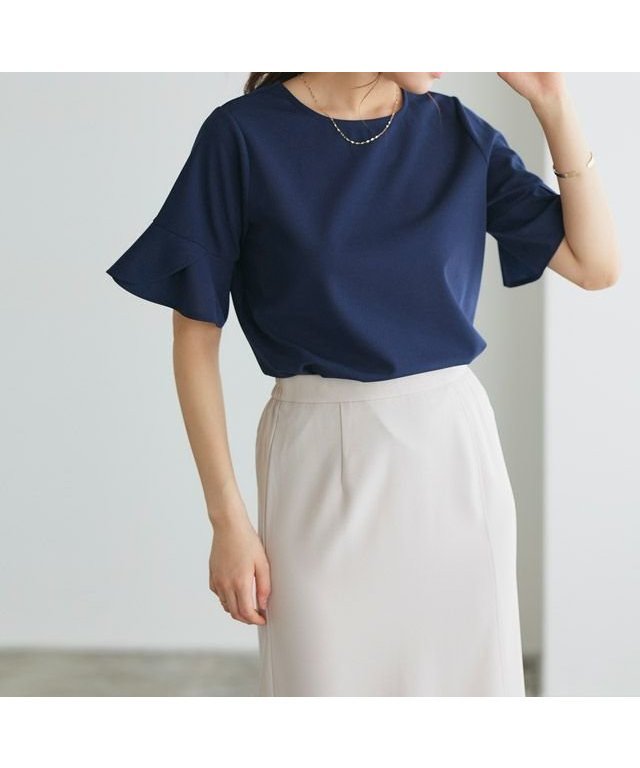 【ピエロ/Pierrot】のチューリップスリーブTブラウス インテリア・キッズ・メンズ・レディースファッション・服の通販 founy(ファニー) 　ファッション　Fashion　レディースファッション　Fashion for Women　トップス・カットソー　Cut & Sew Tops　シャツ・ブラウス・オフィスカジュアル　Elegant Blouses & Button-Ups　カットソー　Cut and Sewn Top　ジョーゼット　Georgette, Semi-Sheer Fabric　スリーブ　Sleeve, Long Sleeve / Short Sleeve　チューリップ　Tube, Tube Top　プチプライス・低価格　Affordable / Budget Price　ネイビー|ID: prp329100004631022 ipo3291000000033316632