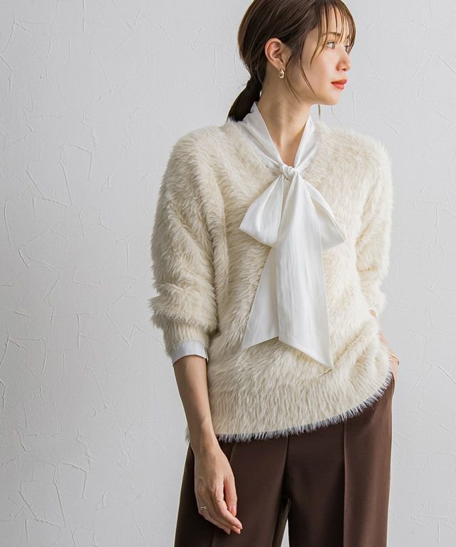 【ピエロ/Pierrot】の【会員優待】シャギーVネックニット 人気、トレンドファッション・服の通販 founy(ファニー) 　ファッション　Fashion　レディースファッション　Fashion for Women　トップス・カットソー　Cut & Sew Tops　ニット　Knit Tops & Sweaters　Vネックトップス　V-Neck Tops / V-Cut Neckline Shirts　おすすめ　Recommended / Our Picks　インナー　Innerwear　シンプル　Simple, Minimal　トレンド　Trend, Trending Now　ハイネック　High Neck, Mock Neck　プチプライス・低価格　Affordable / Budget Price　 other-1|ID: prp329100004631798 ipo3291000000033332661