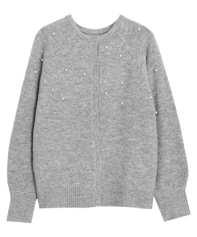 【ピエロ/Pierrot】の2wayパールニットカーディガン インテリア・キッズ・メンズ・レディースファッション・服の通販 founy(ファニー) 　ファッション　Fashion　レディースファッション　Fashion for Women　トップス・カットソー　Cut & Sew Tops　ニット　Knit Tops & Sweaters　カーディガン・羽織り　Layered Style Cardigans　送料無料　Free Shipping　カーディガン　Cardigan, Knitwear　ダウン　Down, Puffer　デニム　Denim, Jeans Material　パール　Pearl, Pearl Accent　フェミニン　Feminine, Girly　プチプライス・低価格　Affordable / Budget Price　ランダム　Random, Irregular　エレガント 上品　Elegant　グレー|ID: prp329100004631810 ipo3291000000033332725