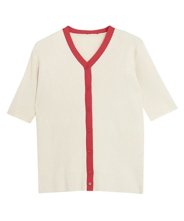 【ピエロ/Pierrot】の配色リブニットカーデ インテリア・キッズ・メンズ・レディースファッション・服の通販 founy(ファニー) ファッション Fashion レディースファッション Fashion for Women トップス・カットソー Cut & Sew Tops ニット Knit Tops & Sweaters おすすめ Recommended / Our Picks プチプライス・低価格 Affordable / Budget Price 羽織 Haori, Light Jacket アイボリー×レッド|ID: prp329100004631839 ipo3291000000033332910