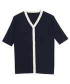 【ピエロ/Pierrot】の配色リブニットカーデ ネイビー×オフホワイト|ID: prp329100004631839 ipo3291000000036044378