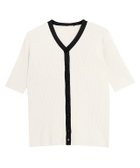 【ピエロ/Pierrot】の配色リブニットカーデ オフホワイト×ブラック|ID: prp329100004631839 ipo3291000000036044380