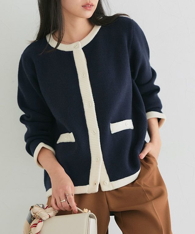 【ピエロ/Pierrot】の配色ニットジャケット インテリア・キッズ・メンズ・レディースファッション・服の通販 founy(ファニー) 　ファッション　Fashion　レディースファッション　Fashion for Women　アウター　Coat / Outerwear Collection　レディースジャケット・軽アウター　Jackets　クラシカル　Classical, Vintage-Inspired　コンパクト　Compact, Small Size　ジャケット　Jacket, Outerwear　プチプライス・低価格　Affordable / Budget Price　エレガント 上品　Elegant　羽織　Haori, Light Jacket　配色ニットジャケット|ID: prp329100004631875 ipo3291000000034059630