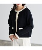 【ピエロ/Pierrot】の配色ニットジャケット 167cm / ブラック×オフホワイト / M|ID: prp329100004631875 ipo3291000000036043913