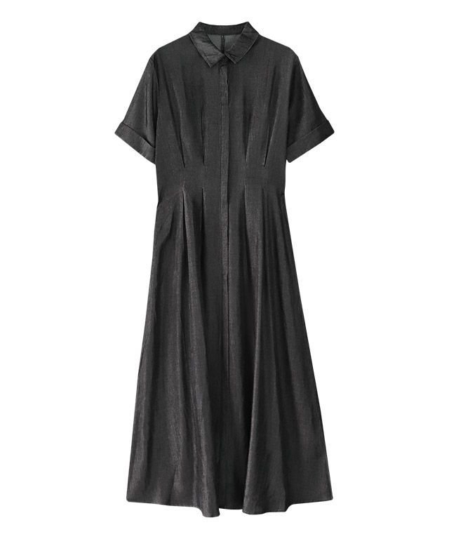 【ピエロ/Pierrot】のウエストタックシャツワンピース インテリア・キッズ・メンズ・レディースファッション・服の通販 founy(ファニー) 　ファッション　Fashion　レディースファッション　Fashion for Women　ワンピース　Dresses　シャツワンピース / 1枚で着映えコーデ　Shirt Dresses　とろみ　Fluid, Flowy Fabric　プチプライス・低価格　Affordable / Budget Price　エレガント 上品　Elegant　ブラック|ID: prp329100004631912 ipo3291000000033333363