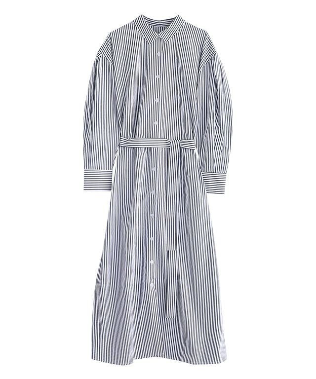 【ピエロ/Pierrot】のストライプボリュームスリーブシャツワンピース インテリア・キッズ・メンズ・レディースファッション・服の通販 founy(ファニー) 　ファッション　Fashion　レディースファッション　Fashion for Women　ワンピース　Dresses　シャツワンピース / 1枚で着映えコーデ　Shirt Dresses　ストライプ　Stripe, Striped Pattern　スリーブ　Sleeve, Long Sleeve / Short Sleeve　プチプライス・低価格　Affordable / Budget Price　エレガント 上品　Elegant　オフホワイト|ID: prp329100004631921 ipo3291000000033333413
