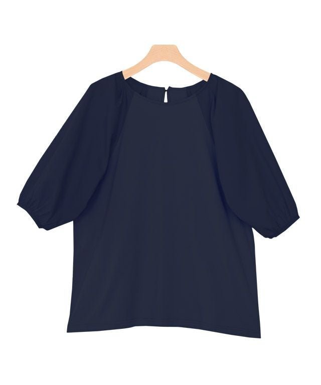 【ピエロ/Pierrot】のパフスリーブTシャツ インテリア・キッズ・メンズ・レディースファッション・服の通販 founy(ファニー) 　ファッション　Fashion　レディースファッション　Fashion for Women　トップス・カットソー　Cut & Sew Tops　シャツ・ブラウス・オフィスカジュアル　Elegant Blouses & Button-Ups　ロングTシャツ・Tシャツ　Longline T-Shirts & Tees　スリーブ　Sleeve, Long Sleeve / Short Sleeve　プチプライス・低価格　Affordable / Budget Price　吸水　Absorbent, Quick-Dry　ネイビー|ID: prp329100004631948 ipo3291000000036067473