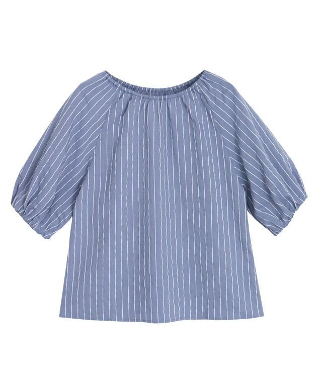 【ピエロ/Pierrot】の【アウトレットSALE!】ストライプギャザーブラウス インテリア・キッズ・メンズ・レディースファッション・服の通販 founy(ファニー) 　ファッション　Fashion　レディースファッション　Fashion for Women　トップス・カットソー　Cut & Sew Tops　シャツ・ブラウス・オフィスカジュアル　Elegant Blouses & Button-Ups　アウトレット　Outlet / Clearance　おすすめ　Recommended / Our Picks　ギャザー　Gathered, Ruffled　ストライプ　Stripe, Striped Pattern　スリーブ　Sleeve, Long Sleeve / Short Sleeve　トレンド　Trend, Trending Now　バルーン　Balloon, Balloon Silhouette　プチプライス・低価格　Affordable / Budget Price　スモークブルー|ID: prp329100004631952 ipo3291000000033333610