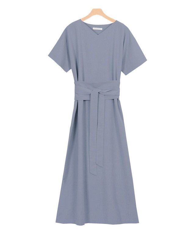 【ピエロ/Pierrot】のリネン風サッシュベルト付きワンピース インテリア・キッズ・メンズ・レディースファッション・服の通販 founy(ファニー) 　ファッション　Fashion　レディースファッション　Fashion for Women　ワンピース　Dresses　ベルト&ウエストマーク　Belts & Waist Accessories　シンプル　Simple, Minimal　プチプライス・低価格　Affordable / Budget Price　リネン　Linen, Linen Fabric　ルーズ　Loose, Oversized　ラベンダーブルー|ID: prp329100004631997 ipo3291000000033333932