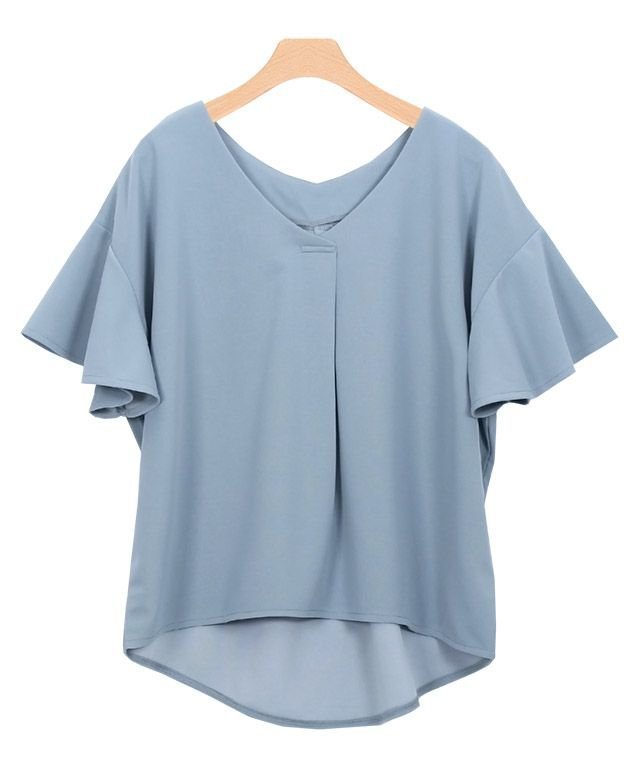 【ピエロ/Pierrot】のフレアスリーブTブラウス インテリア・キッズ・メンズ・レディースファッション・服の通販 founy(ファニー) ファッション Fashion レディースファッション Fashion for Women トップス・カットソー Cut & Sew Tops シャツ・ブラウス・オフィスカジュアル Elegant Blouses & Button-Ups カットソー Cut and Sewn Top ジョーゼット Georgette, Semi-Sheer Fabric スリーブ Sleeve, Long Sleeve / Short Sleeve フレア Flare, Flared フロント Front, Front Design プチプライス・低価格 Affordable / Budget Price ブルー|ID: prp329100004632005 ipo3291000000033333995