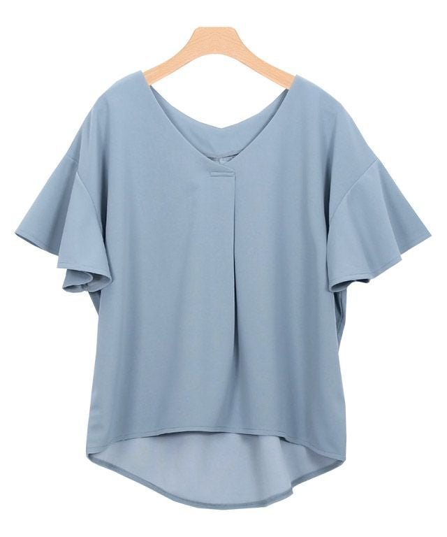 【ピエロ/Pierrot】のフレアスリーブTブラウス インテリア・キッズ・メンズ・レディースファッション・服の通販 founy(ファニー) ファッション Fashion レディースファッション Fashion for Women トップス・カットソー Cut & Sew Tops シャツ・ブラウス・オフィスカジュアル Elegant Blouses & Button-Ups カットソー Cut and Sewn Top ジョーゼット Georgette, Semi-Sheer Fabric スリーブ Sleeve, Long Sleeve / Short Sleeve フレア Flare, Flared フロント Front, Front Design プチプライス・低価格 Affordable / Budget Price ブルー|ID: prp329100004632005 ipo3291000000036068802