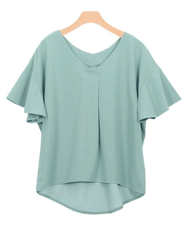 【ピエロ/Pierrot】のフレアスリーブTブラウス インテリア・キッズ・メンズ・レディースファッション・服の通販 founy(ファニー) ファッション Fashion レディースファッション Fashion for Women トップス・カットソー Cut & Sew Tops シャツ・ブラウス・オフィスカジュアル Elegant Blouses & Button-Ups カットソー Cut and Sewn Top ジョーゼット Georgette, Semi-Sheer Fabric スリーブ Sleeve, Long Sleeve / Short Sleeve フレア Flare, Flared フロント Front, Front Design プチプライス・低価格 Affordable / Budget Price ミントブルー|ID: prp329100004632005 ipo3291000000036068805
