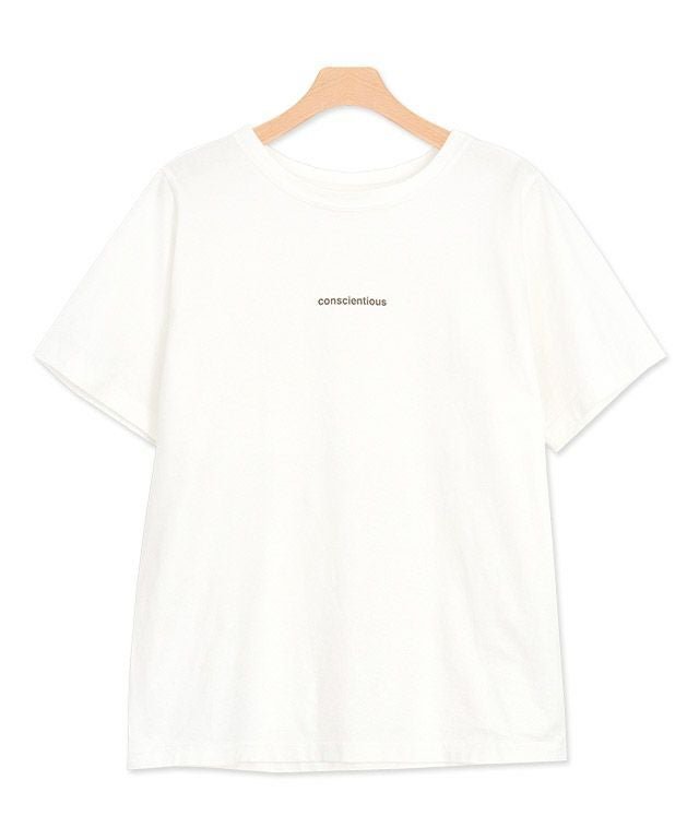【ピエロ/Pierrot】のconscientiousシルケットロゴTシャツ インテリア・キッズ・メンズ・レディースファッション・服の通販 founy(ファニー) 　ファッション　Fashion　レディースファッション　Fashion for Women　トップス・カットソー　Cut & Sew Tops　シャツ・ブラウス・オフィスカジュアル　Elegant Blouses & Button-Ups　ロングTシャツ・Tシャツ　Longline T-Shirts & Tees　シルケット　Silket, Silky Cotton　プチプライス・低価格　Affordable / Budget Price　エレガント 上品　Elegant　オフホワイト×モカ|ID: prp329100004632032 ipo3291000000036069449