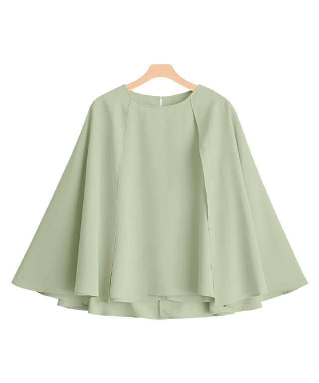 【ピエロ/Pierrot】のとろみマントブラウス インテリア・キッズ・メンズ・レディースファッション・服の通販 founy(ファニー) 　ファッション　Fashion　レディースファッション　Fashion for Women　トップス・カットソー　Cut & Sew Tops　シャツ・ブラウス・オフィスカジュアル　Elegant Blouses & Button-Ups　とろみ　Fluid, Flowy Fabric　ドレープ　Drape, Draping Fabric　プチプライス・低価格　Affordable / Budget Price　エレガント 上品　Elegant　グレイッシュミント|ID: prp329100004632040 ipo3291000000033334205