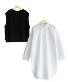 【ピエロ/Pierrot】のニットベスト×ロングシャツセット ブラック|ID: prp329100004632061 ipo3291000000033334330
