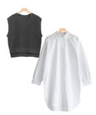 【ピエロ/Pierrot】のニットベスト×ロングシャツセット 杢チャコール|ID: prp329100004632061 ipo3291000000033334331