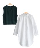 【ピエロ/Pierrot】のニットベスト×ロングシャツセット グリーン|ID: prp329100004632061 ipo3291000000033334335